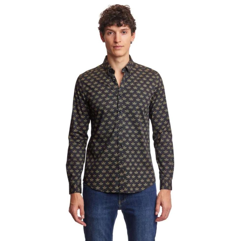 Paisley & Gray Mens Slim Fit Black Bees Beetle Print Button Up Shirt Size MEDIUM
